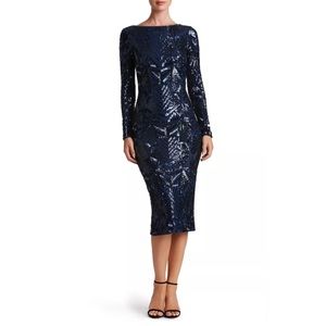 Dress the population Emery midi dress navy medium